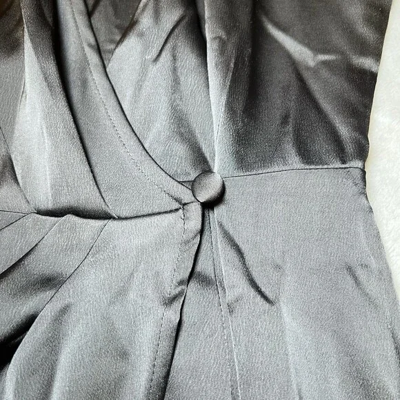 New Banana Republic Black Satin Wrap Dress Womens Size 2P Petite Party Formal - Picture 13 of 13